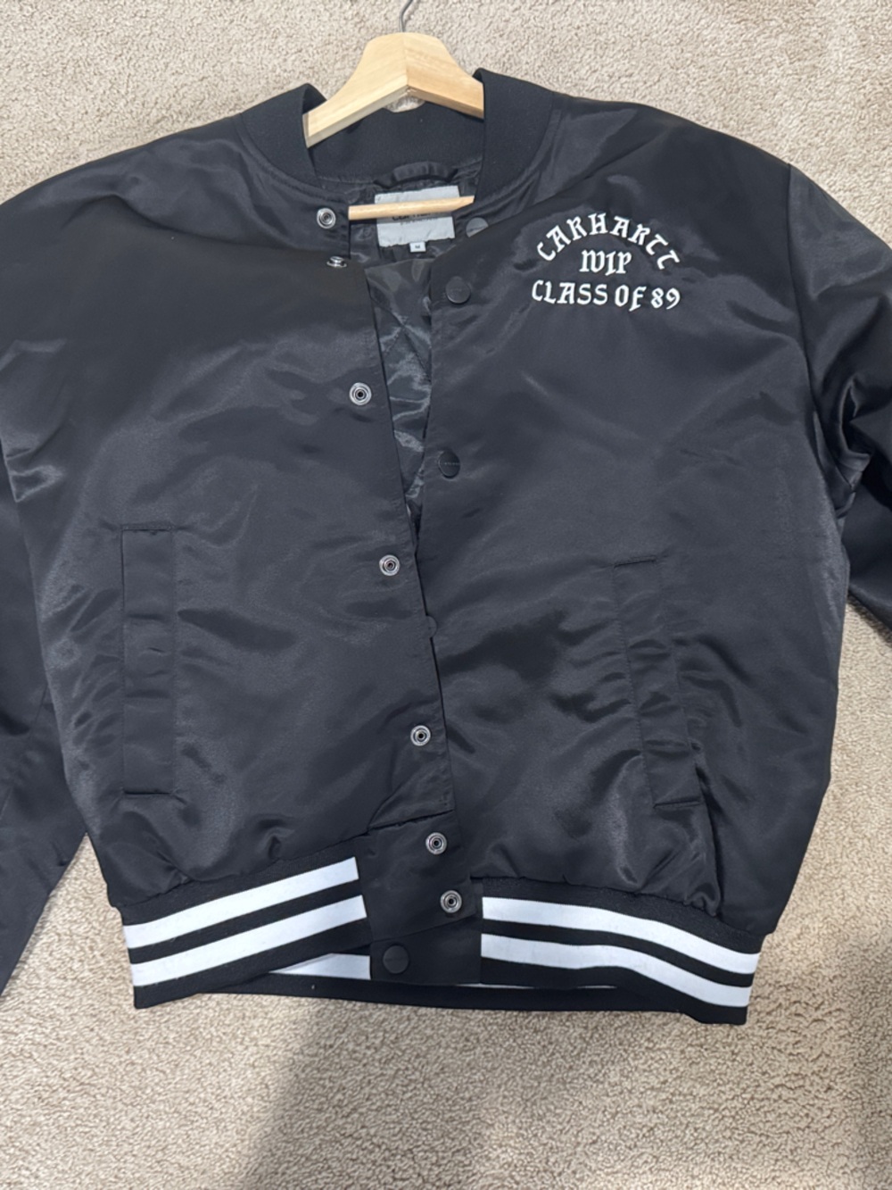 Carhartt Black Bomber Jacket with White Striped Hem
